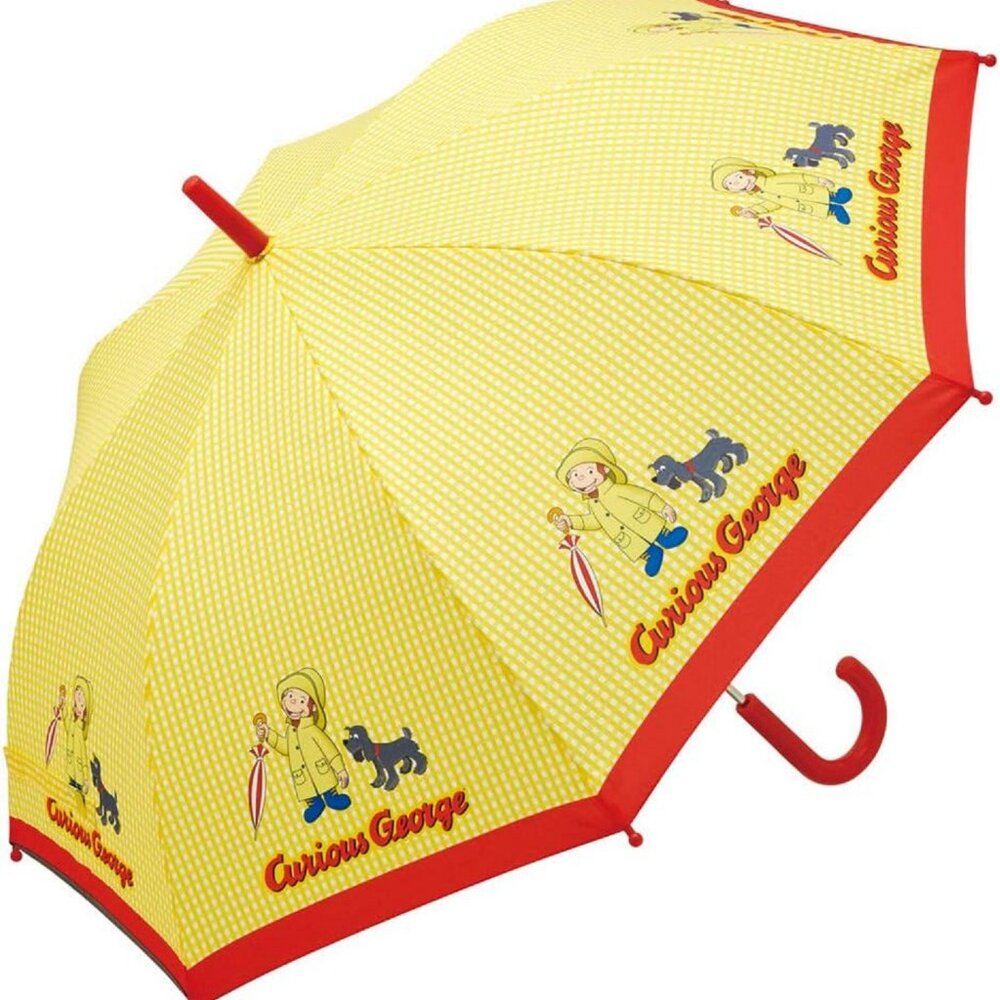 NWT Curious George Stick Safe Manual Open/Close Umbrella For Kids. Rare .